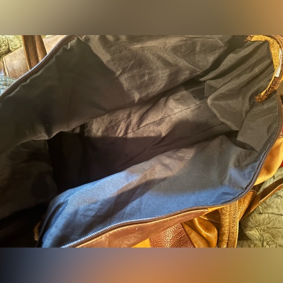 Handmade patchwork, genuine, leather duffel bag, one of a kind from Mexico - Picture 4 of 13